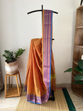 Mustrad With Dual Blue Border With Attached Blouse Piece | Snp-001