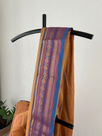 Mustrad With Dual Blue Border With Attached Blouse Piece | Snp-001