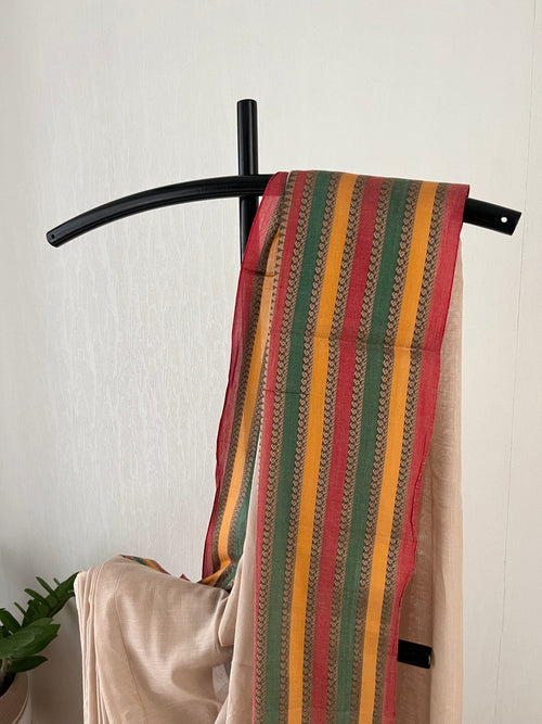 Beige With Multi Border Saree | Snp-005