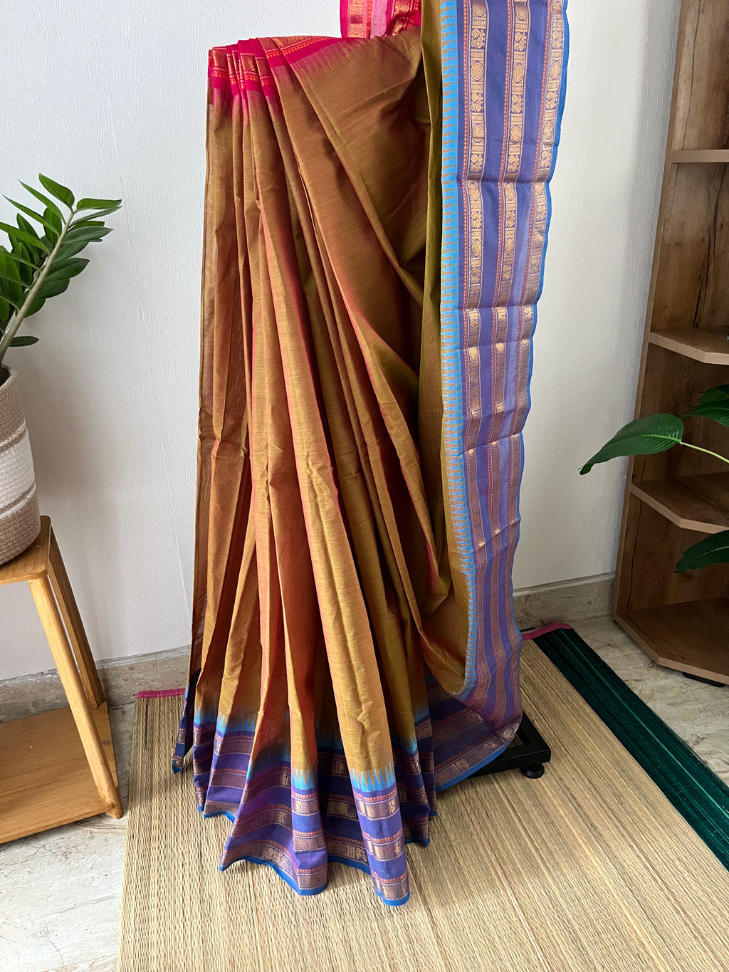 Mustard Yellow With Ganga Jamuna Border With Running Blouse | Snp-009