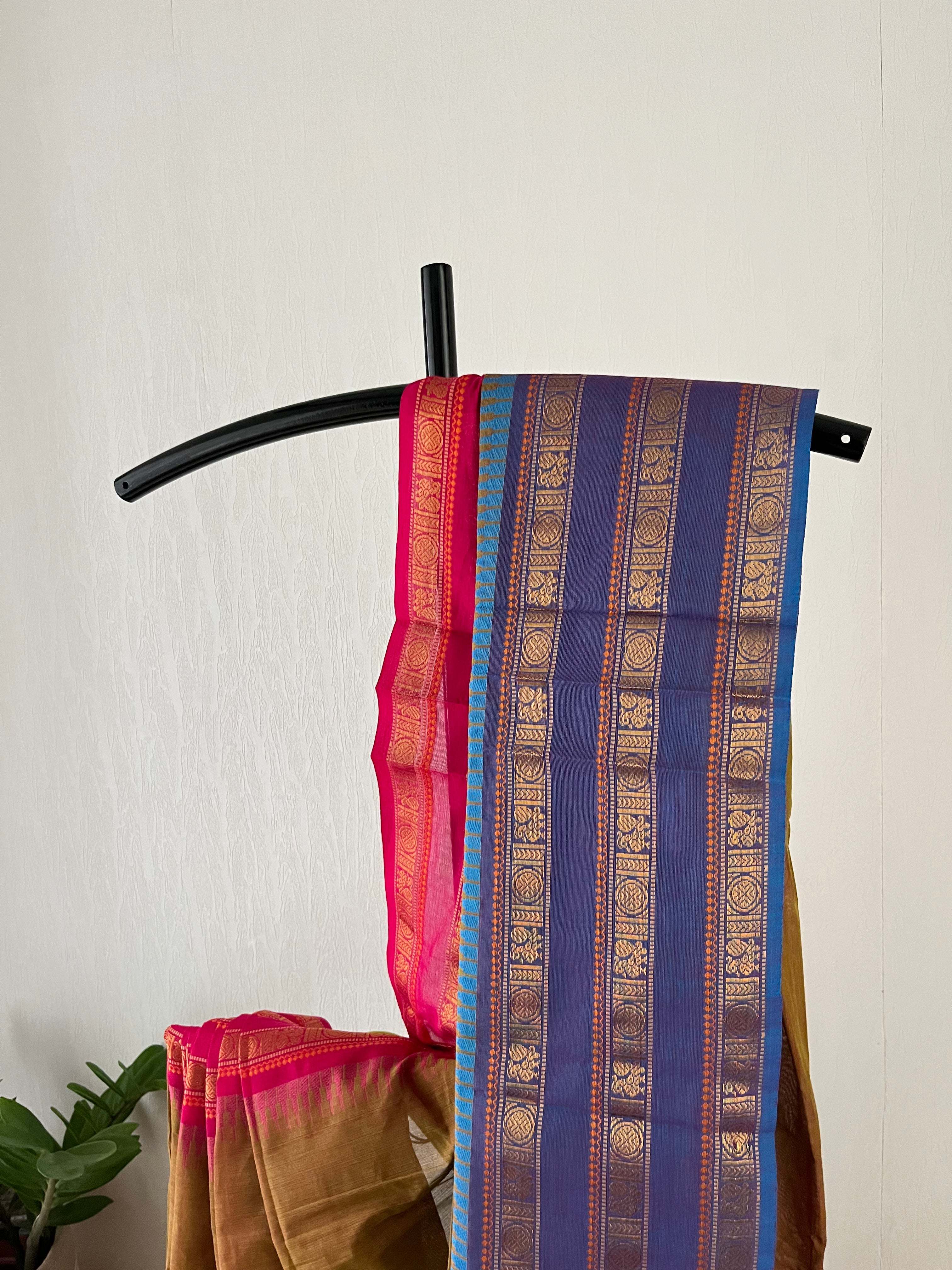 Mustard Yellow With Ganga Jamuna Border With Running Blouse | Snp-009