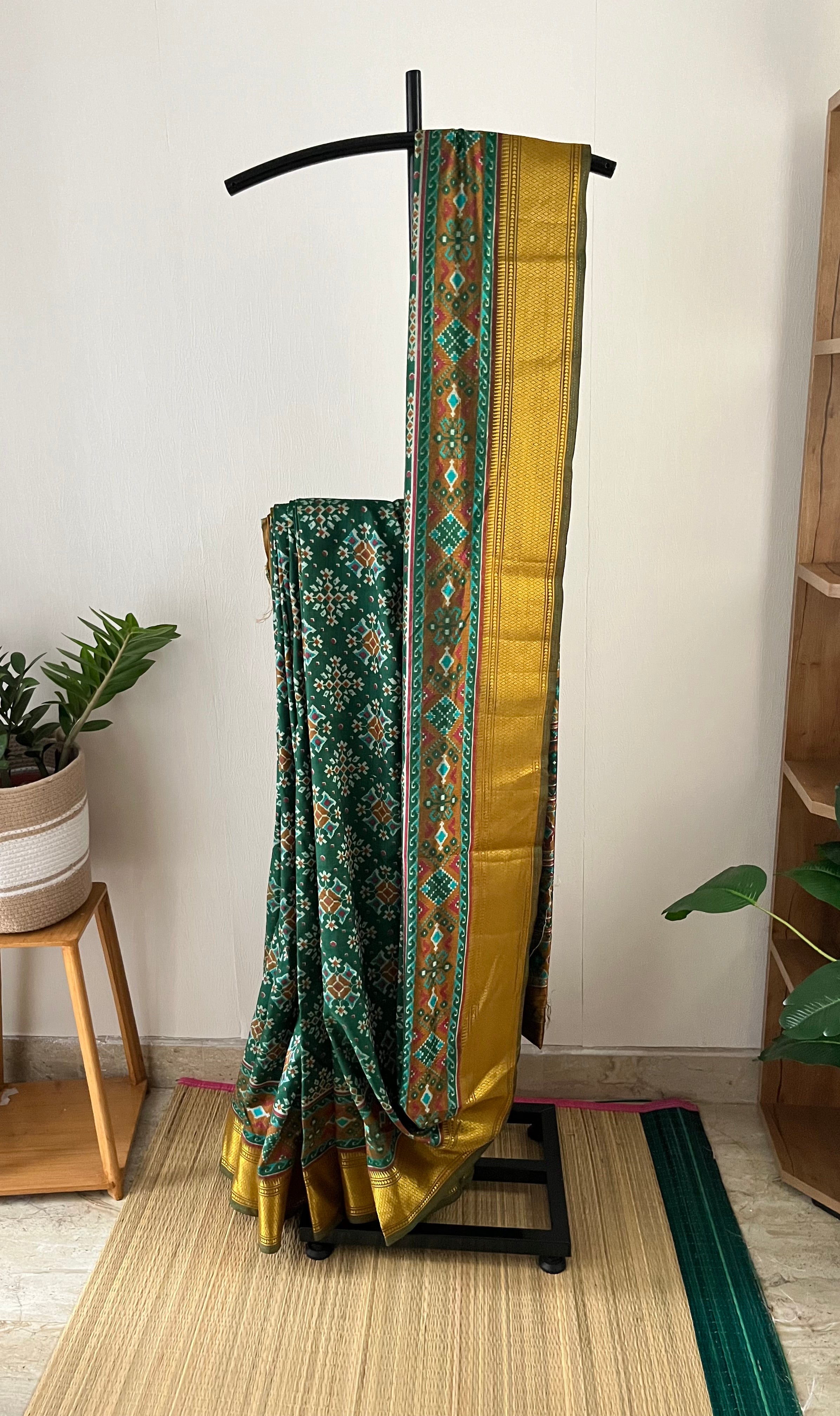 Green Pochampalli Saree With Blouse Piece | Spo-002