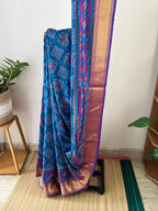 Blue Pochampalli Saree With Blouse Piece | Spo-003