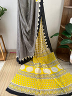 Elephant Print Bagru Saree With Blouse Piece | Sb-001