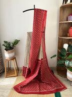 Leaf Print Bagru Maroon Saree With Blouse Piece | Sb-002