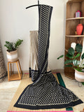 Leaf Print Bagru Black Saree With Blouse Piece | Sb-003
