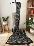Leaf Print Bagru Black Saree With Blouse Piece | Sb-003