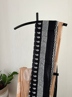 Biscuit Colour With Black And White Print Saree With Blouse Piece | Sb-005