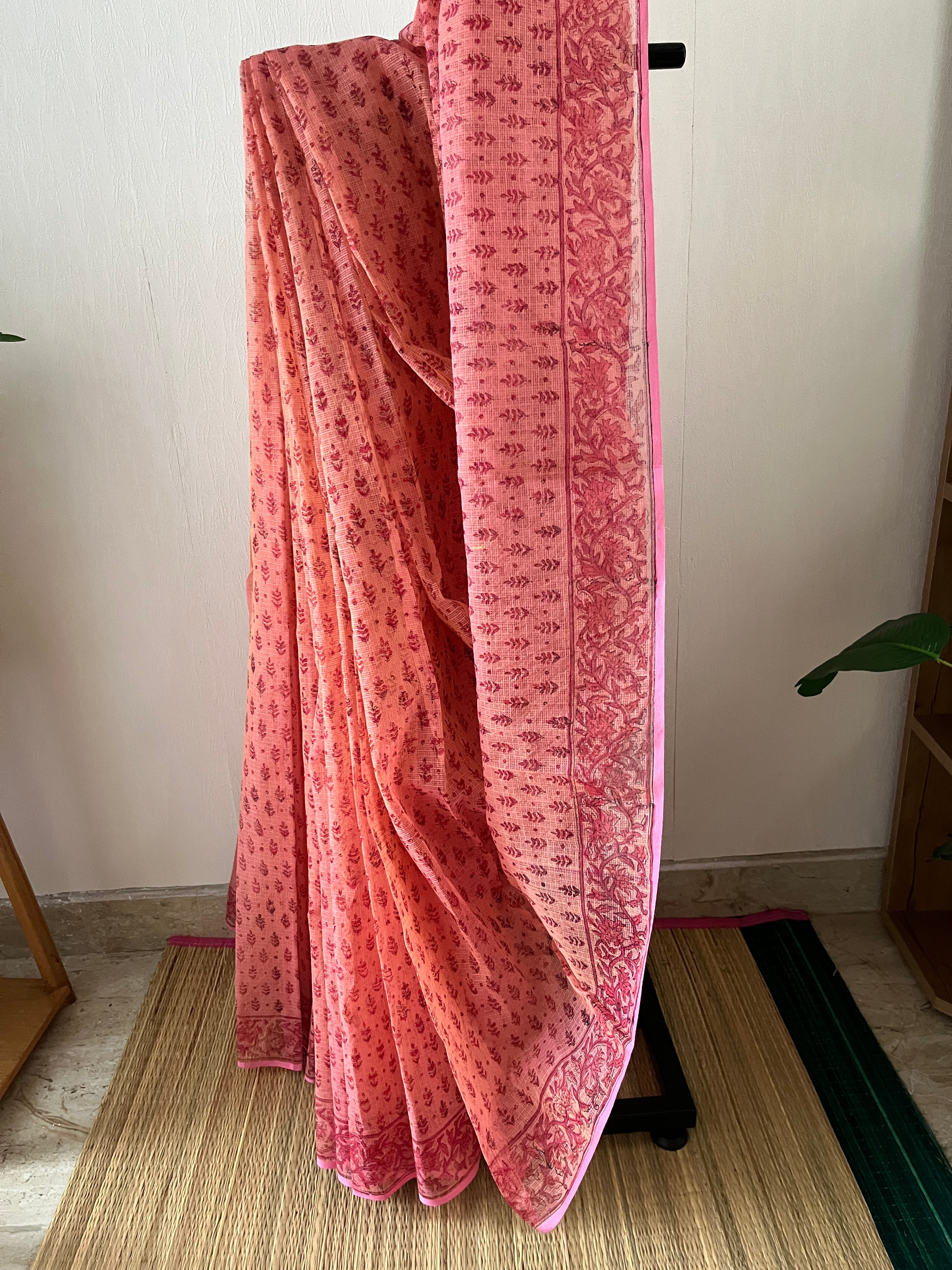 Pink And Peach Mughal Print With Blouse Piece | Sk-004