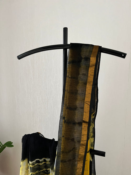 Black And Yellow Sungudi Kota With Blouse Piece | Sk-005