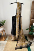 Black With Yellow Elephant Design With Blouse Piece | Sk-006