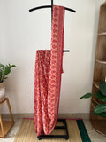 Peach With Red Prints With Blouse Piece | Sk-008