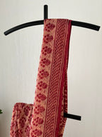 Peach With Red Prints With Blouse Piece | Sk-008