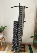 Black Semi Chanderi Saree With Blouse Piece | Sc-001