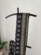 Black Semi Chanderi Saree With Blouse Piece | Sc-001