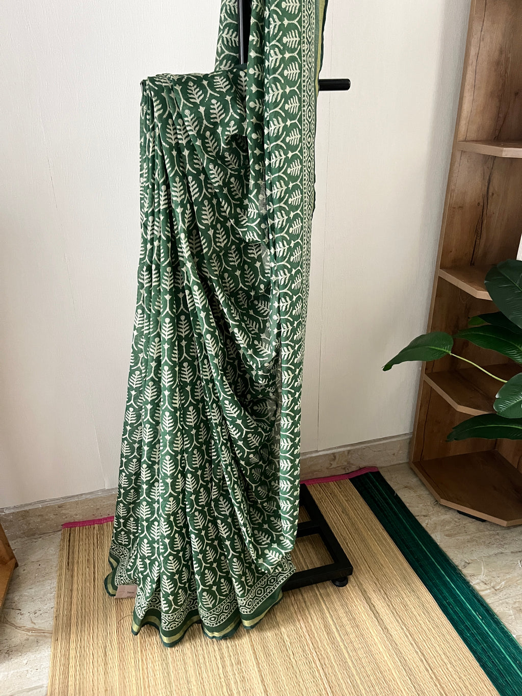 Green Semi Chanderi Silk Saree With Blouse Piece | Sc-002