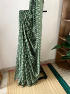 Green Semi Chanderi Silk Saree With Blouse Piece | Sc-002