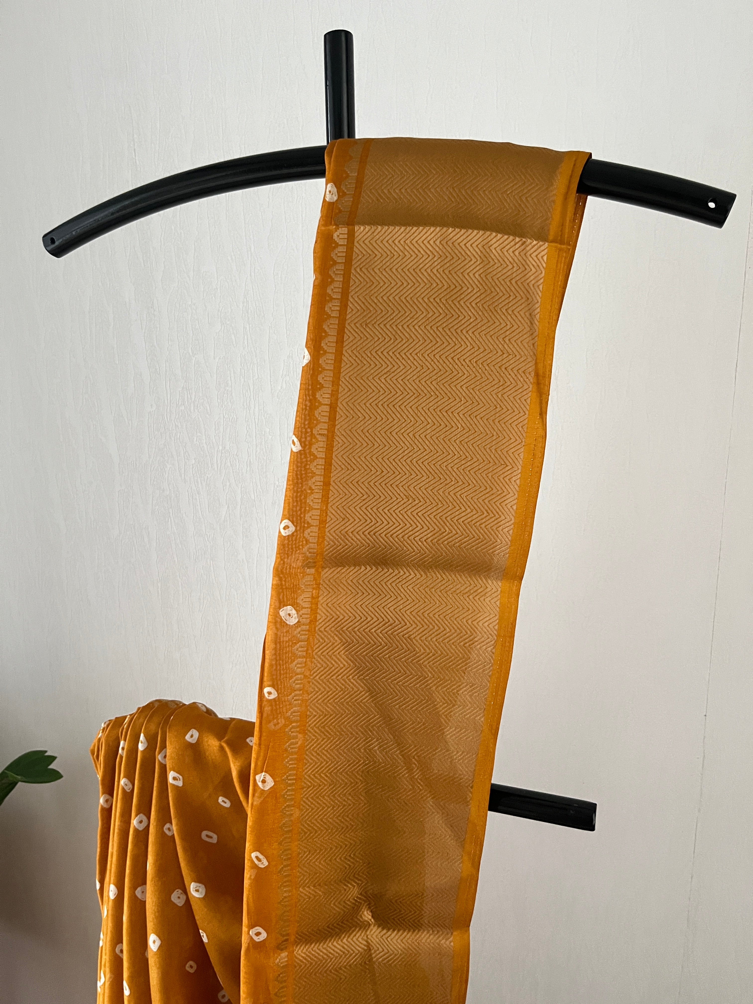 Mustard Dola Silk Bandhni Saree | Sdb-001