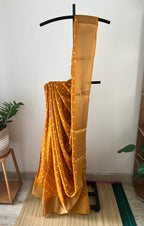 Mustard Dola Silk Bandhni Saree | Sdb-001