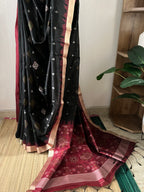 Black Semi Tussar Saree With Blouse Piece | Sst-001