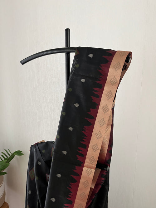 Black Semi Tussar Saree With Blouse Piece | Sst-001