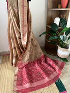 Onion Pink Semi Tussar Saree With Blouse Piece | Sst-002