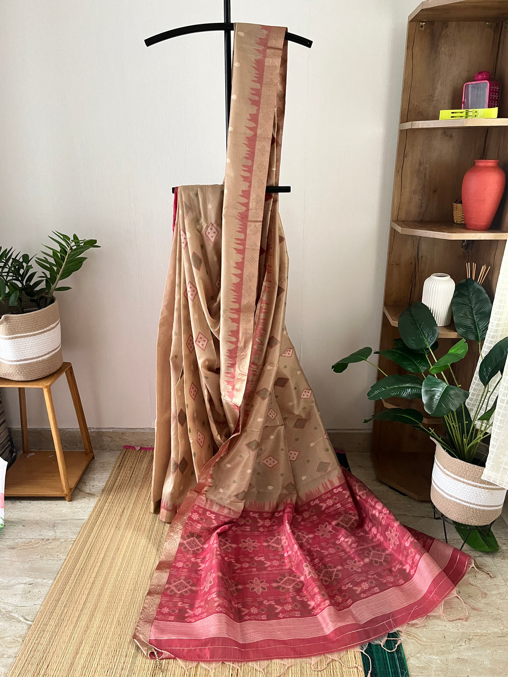 Onion Pink Semi Tussar Saree With Blouse Piece | Sst-002