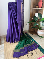 Violet And Green Maheswari Silk Saree With Blouse Piece | Sms-001