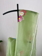 Pastel Green Semi Organza Floral Saree | So-001