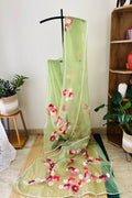 Pastel Green Semi Organza Floral Saree | So-001