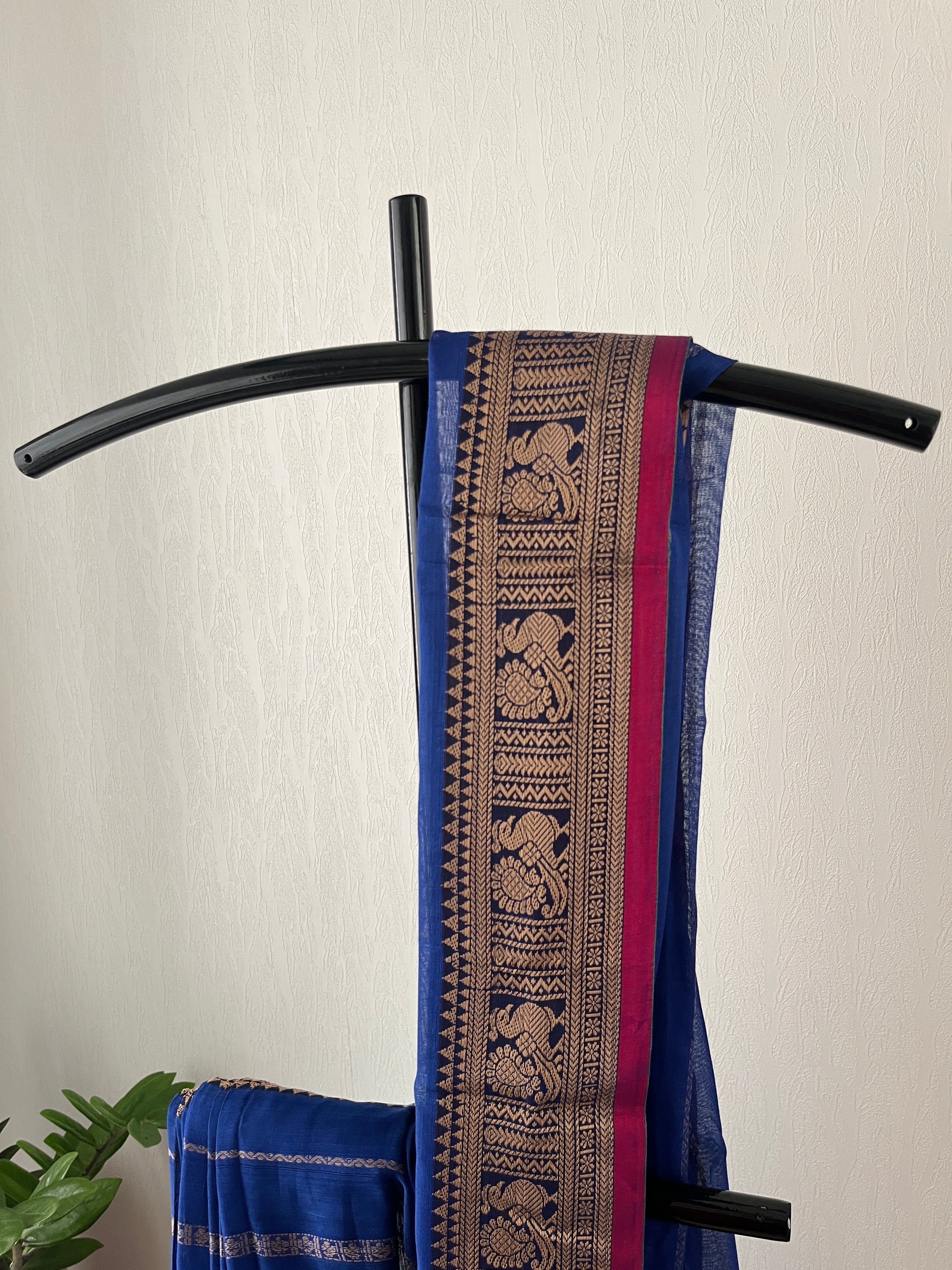 Snp-011 blue horizontal stripes narayanapet saree