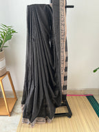 Snp-012 black check narayanapet saree