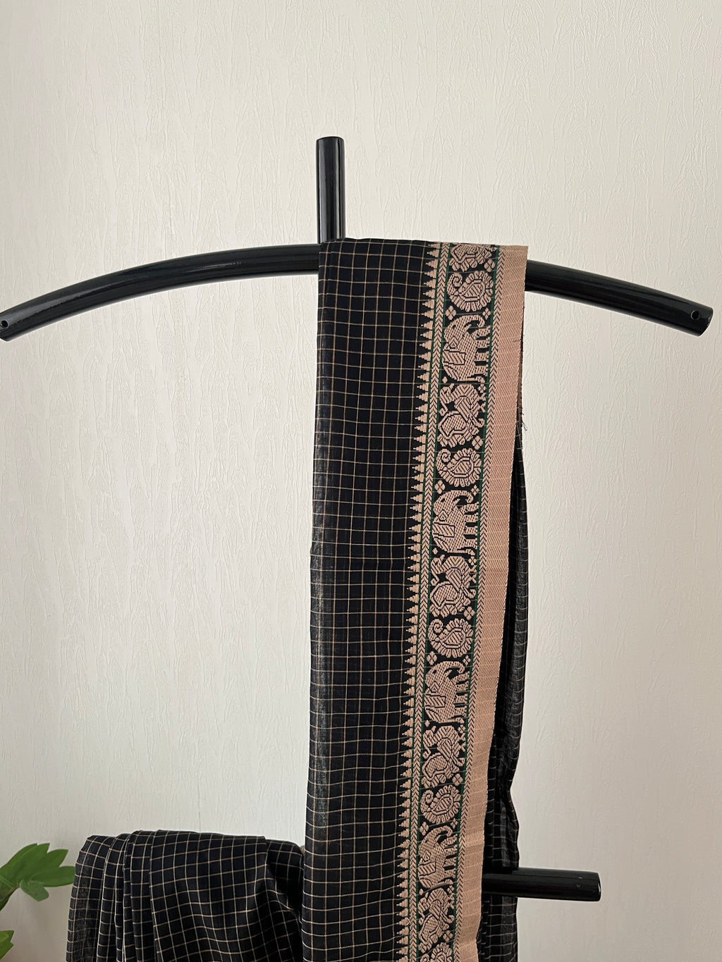 Snp-012 black check narayanapet saree