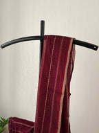 Snp-013 maroon horizontal stripes narayanapet saree