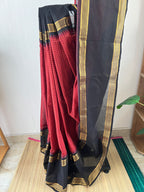 Snp-017 maroon and black kanchi cotton saree-Rs 1899