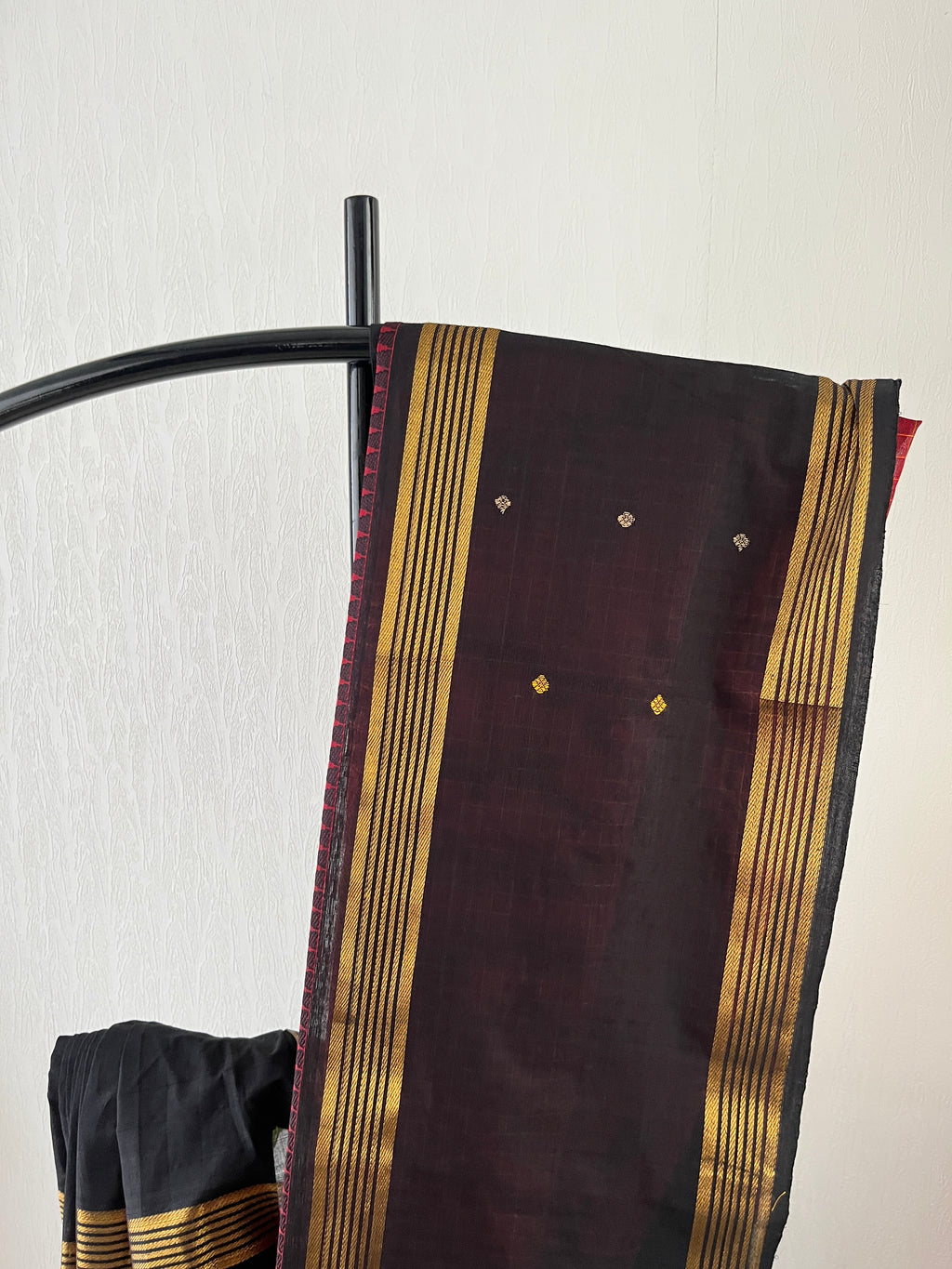 Snp-017 maroon and black kanchi cotton saree-Rs 1899