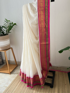 Off White Kanchi With Pink & Green Border | Sm-026