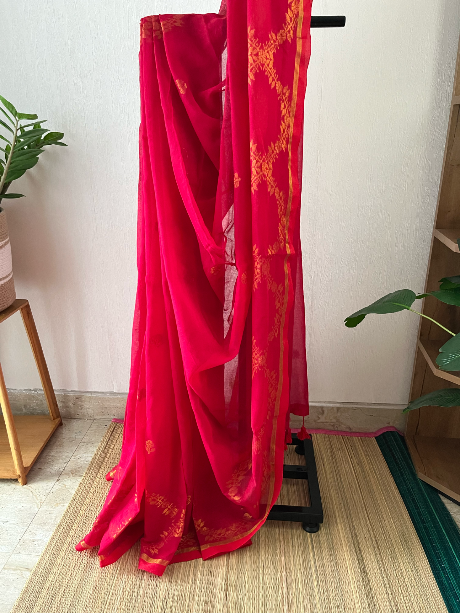 Red Lehar Zari Mul Cotton | Sm-020