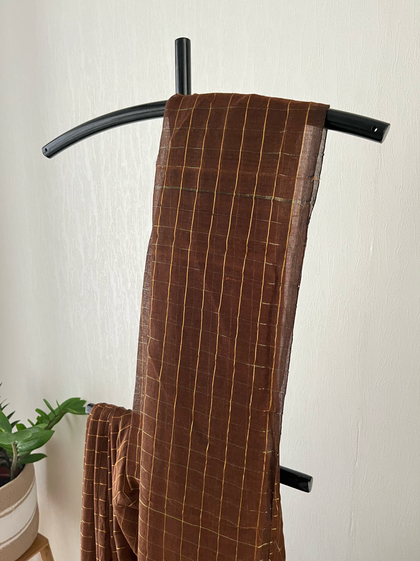 Brown Zari Check Mul Cotton | Sm-017