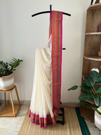 Off White Kanchi With Pink & Green Border | Sm-026