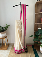 Off  White Kanchi With Blue & Pink Border | Sm-025