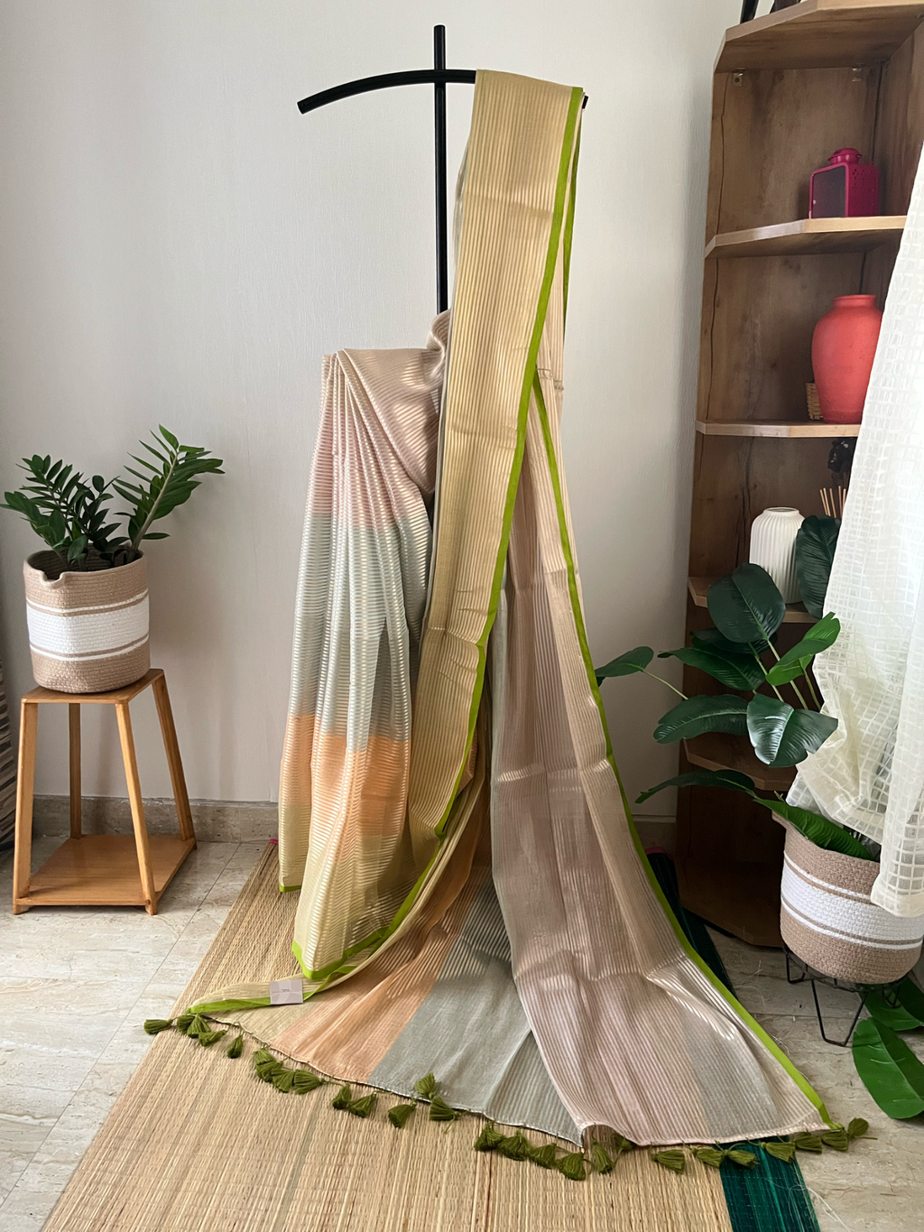 Multi Stripes With Olive Green Border | Sm-030