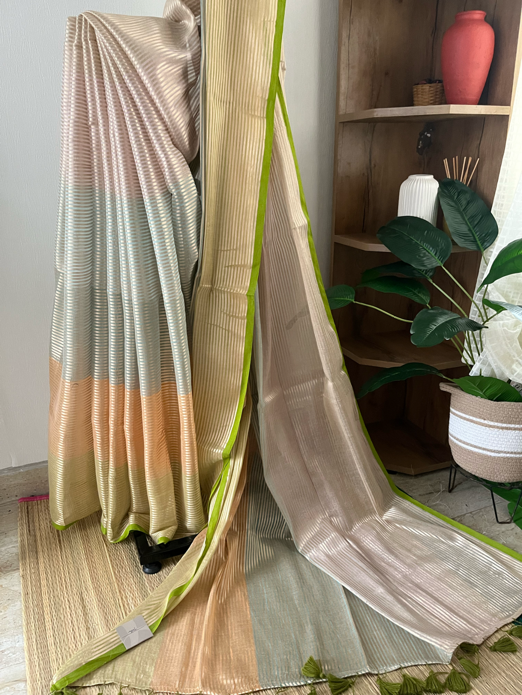 Multi Stripes With Olive Green Border | Sm-030