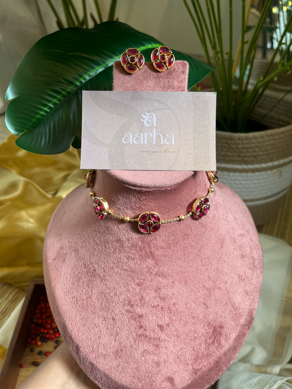 Ruby Floral Necklace | Jn-013