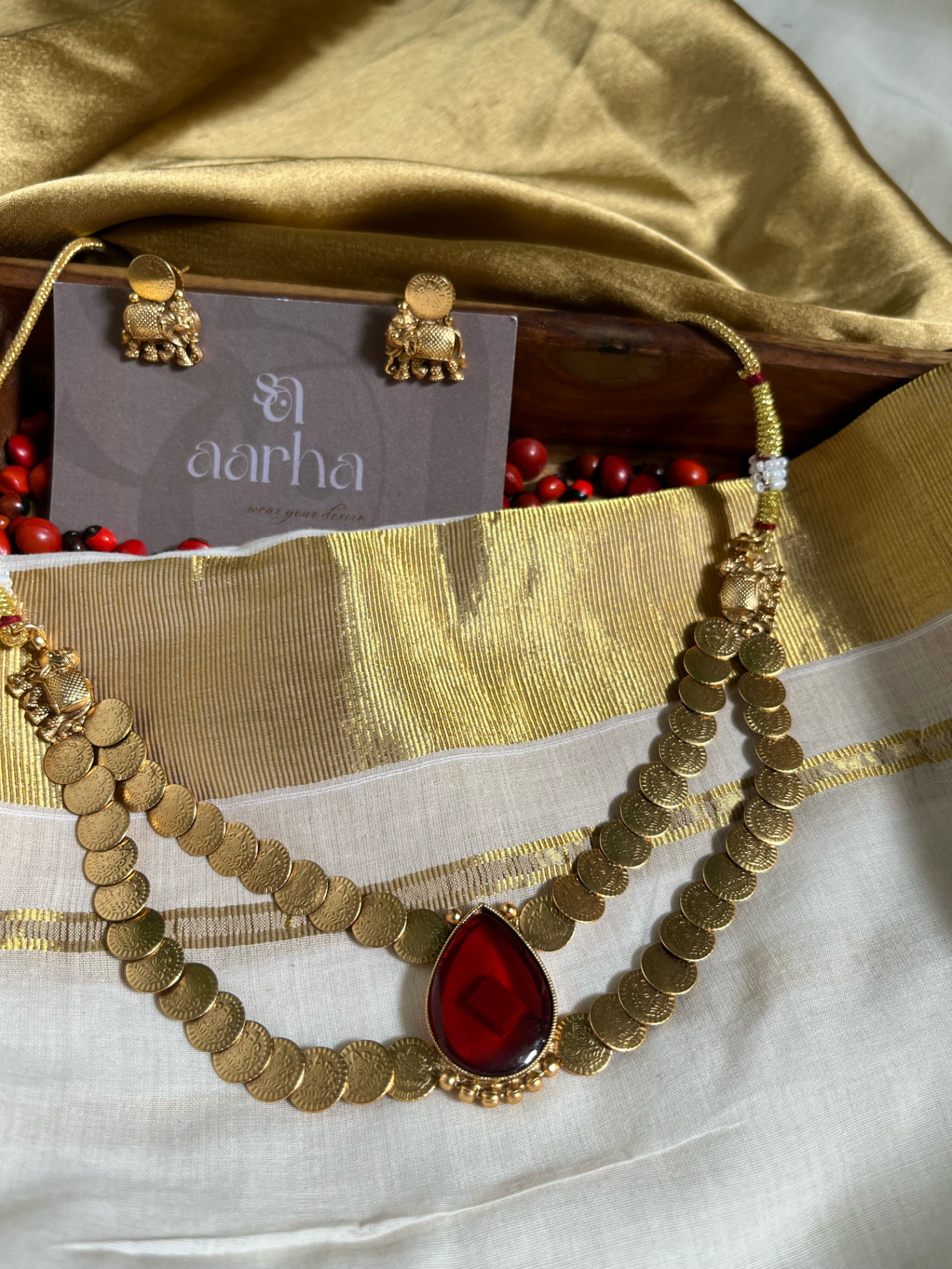 Elephant Coin With Ruby Stone | Jn-004