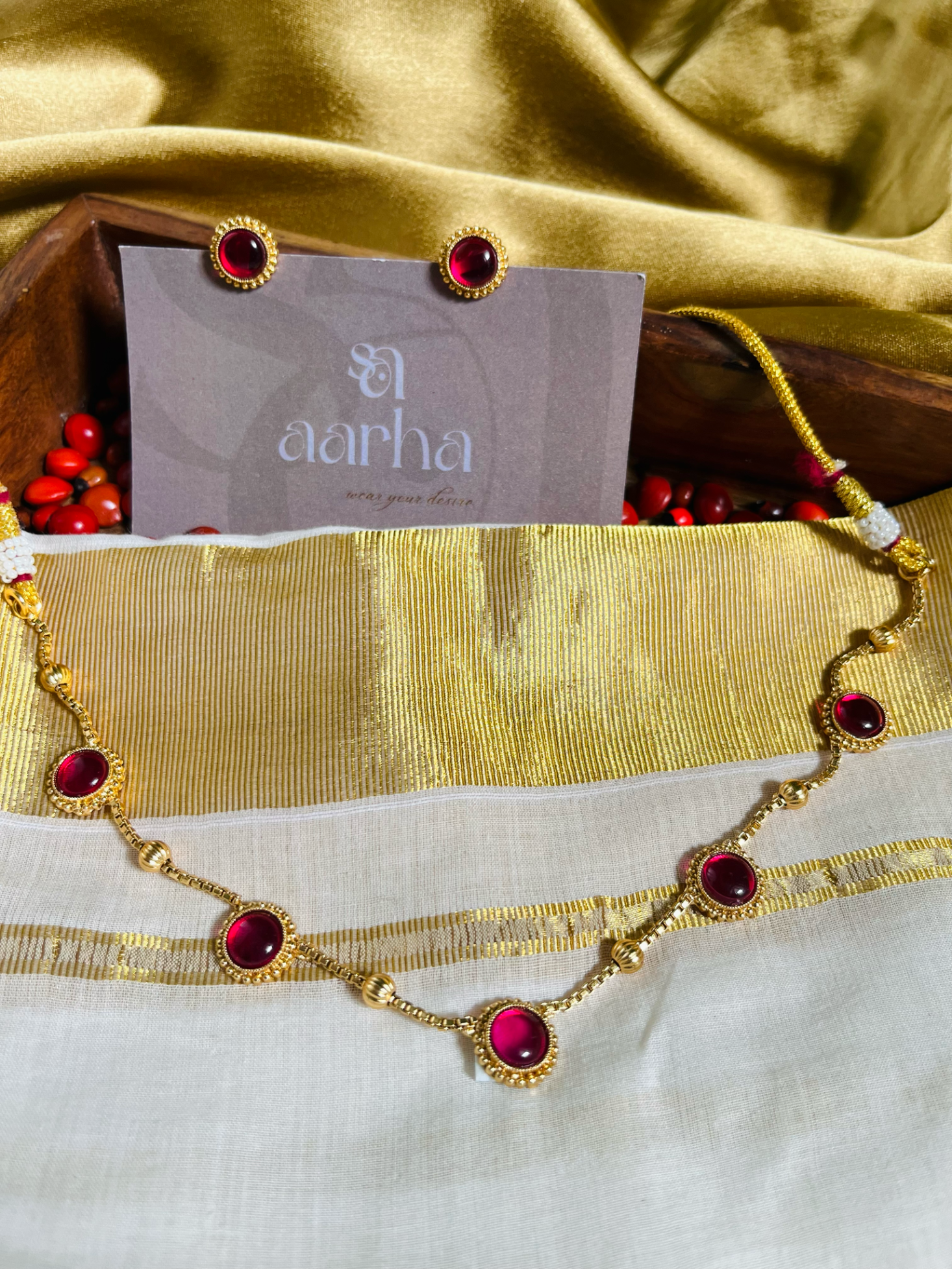 Ruby Round Stone Necklace | Jn-005