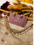 Kundan Set With Green And Pink Stone | N009