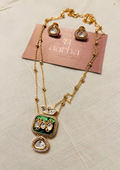 Gold Plated Long Chain Emerald | N017